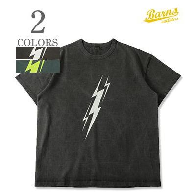 BARNS バーンズ 半袖|丸胴|ピグメント|プリントシャツ『14/- G.O.A.T Pigment T-Shirt LIGHTNING』【アメカジ・カレッジ】BR-25314 BARNS OUTFITTERS（バーンズ アウトフィッターズ） バーンズ 半袖 丸胴