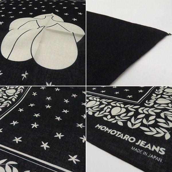 桃太郎ジーンズ（MOMOTARO JEANS） コットンバンダナ 抜染 桃家紋
