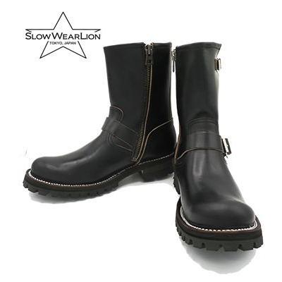 スローウェア ライオン) 【8595H】エンジニアブーツ BLACK スローウェアライオン エンジニアブーツ SLOW WEAR LION OB