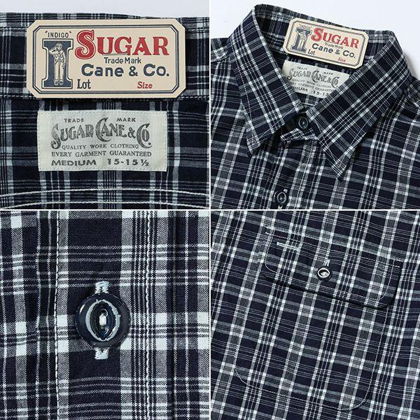SUGAR CANE シュガーケーン 長袖 インディゴ チェック ワークシャツ