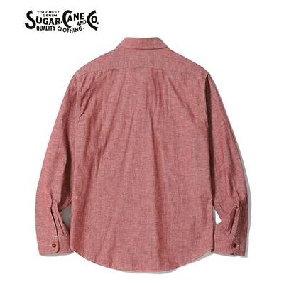 SUGAR CANE シュガーケーン 長袖 シャンブレーワークシャツ RED