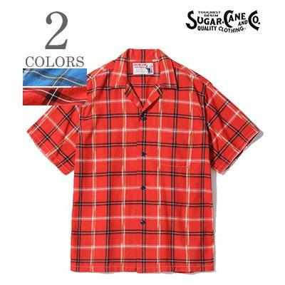 シュガーケーン SUGAR CANE 半袖 マドラスチェック オープンカラー シャツ SC39516 SUGAR CANE シュガーケン 半袖 マドラスチェック オープンカラーシャツ