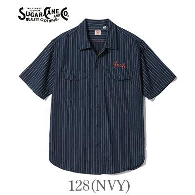 SUGAR CANE シュガーケーン 半袖 刺繍 コークストライプ ワークシャツ
