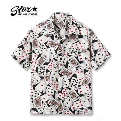 STAR OF HOLLYWOOD スターオブハリウッド 半袖|タイプライター|オープンカラーシャツ| 25Model『PLAYING CARDS OPEN SHIRT』【洋柄・アロハ】SH39496 STAR OF HOLLYWOOD スターオブハリウッド 半袖 タイプライター