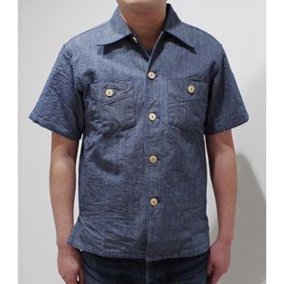 SUN SURF サンサーフ 半袖 微塵縞 万筋 ワークシャツ 9oz. MANSUJI
