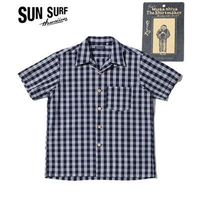 希少サンサーフ MUSA-SHIYA SHOTEN 半袖パラカシャツ XL SUN SURF ムサシヤ 半袖 パラカチェック オープンカラーシャツ