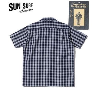 SUN SURF ムサシヤ 半袖 パラカチェック オープンカラーシャツ