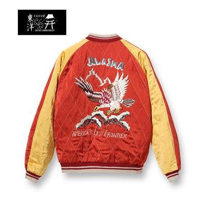 東洋エンタープライズ　TT14974 中 東洋スカジャン・港商SPECIAL EDITION「ALASKA MAP×EAGLE」サテン