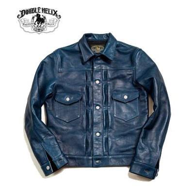 ダブルヘリックス 2ndタイプ インディゴ染色 レザージャケット DOUBLE