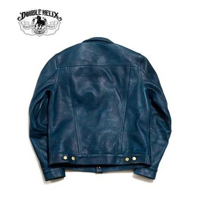 ダブルヘリックス 3rdタイプ インディゴ染色 レザージャケット DOUBLE