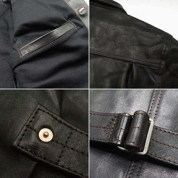 ダブルヘリックス セミアニリン 茶芯 WW II Model ホースハイド レザージャケット T-Back Black War Buyer WM0501の画像