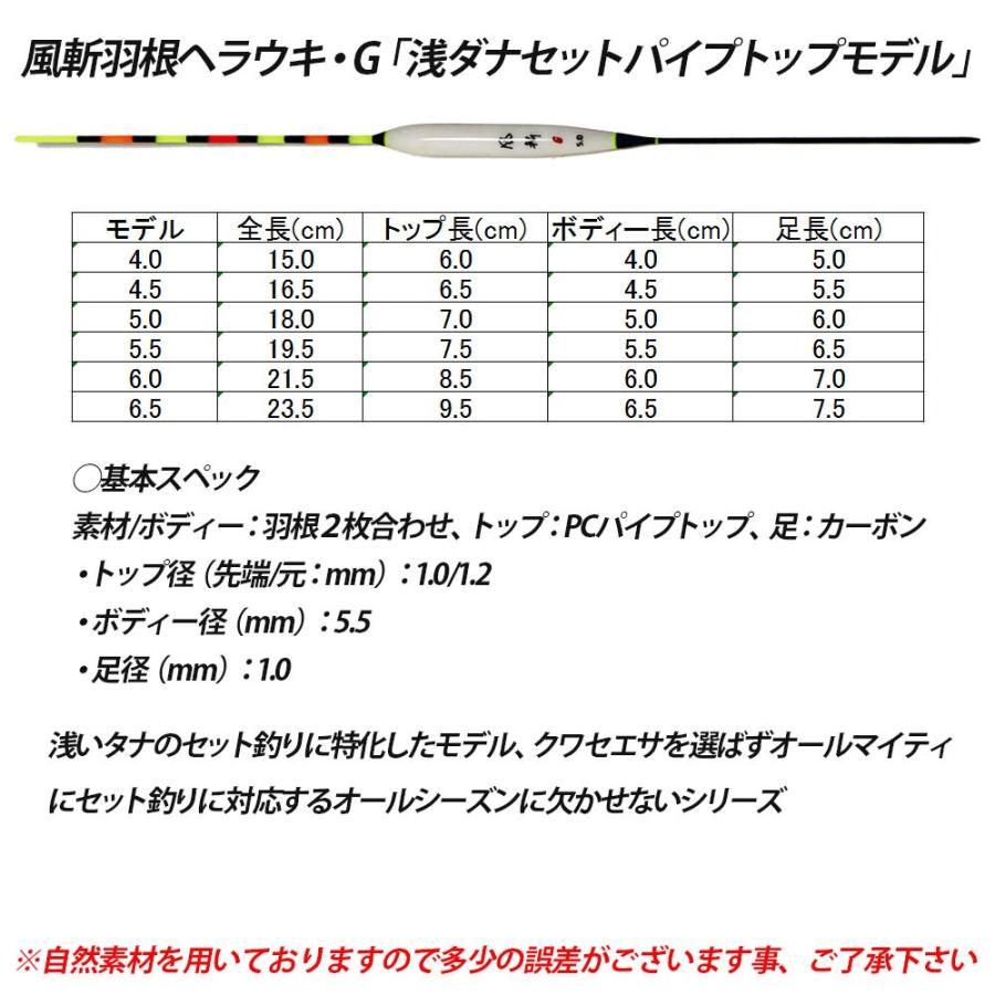 風斬 羽根ヘラウキG・浅ダナパイプトップモデル 単品 (10208)ハイ