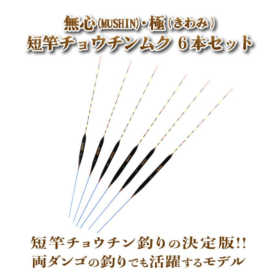 ヘラ浮き 無心・極 (きわみ)・短竿チョウチンムク 1〜6号 6本セット 