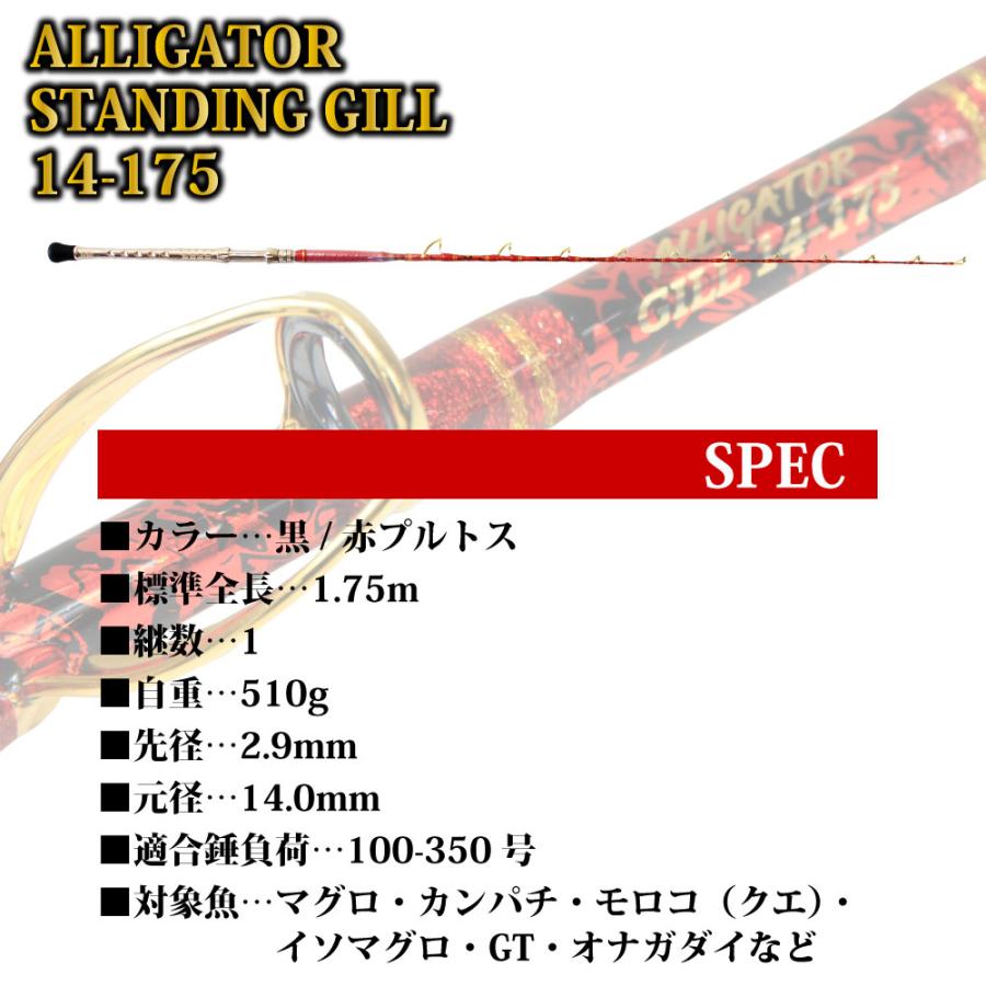 送料無料 アリゲーター技研 スタンディングギル 14-175 黒/赤プルトス