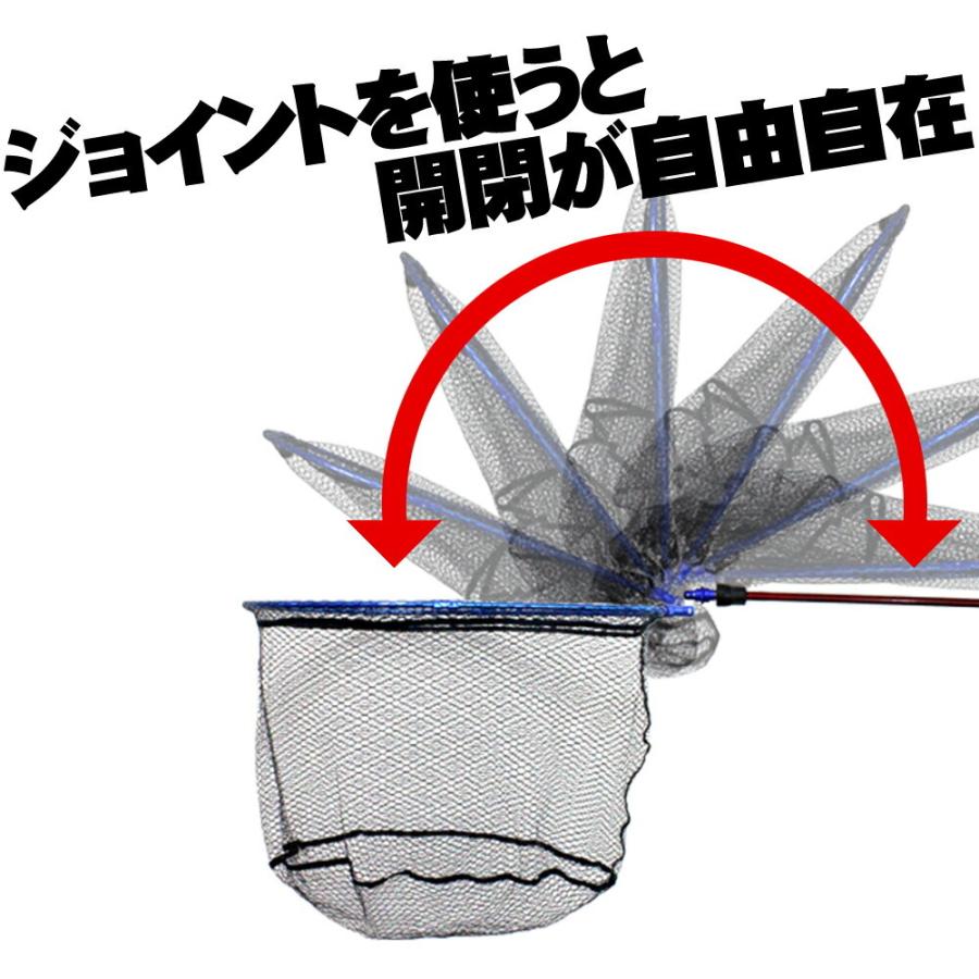 おり釣具 小継タモ四つ折り網L 3点セット BLUE LARCAL550 (landingset