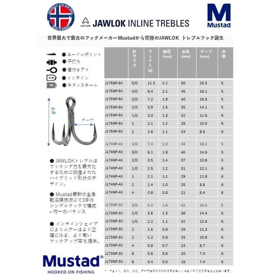 マスタッド JL73NP-TS ジョーロックトレブルフック #8(msd-510845)爆買