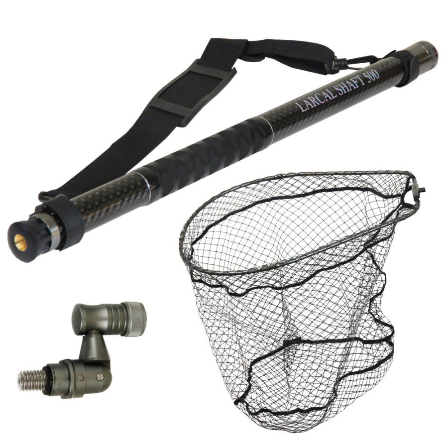 おり釣具 カーボン玉の柄 ラーカルシャフト 折りたたみランディングネット(タモ網)セット 5M ネットサイズL ガンメタ/ブルー/レッド(netset-015)｜オカッパリ ランディング ポール ロング シャフト 柄 ギャフ 磯玉 チヌ グレ シーバス スズキ イカ エギング 磯 波止 海 釣り おり釣具 カーボン玉の柄 ラーカルシャフト 折りたたみランディング