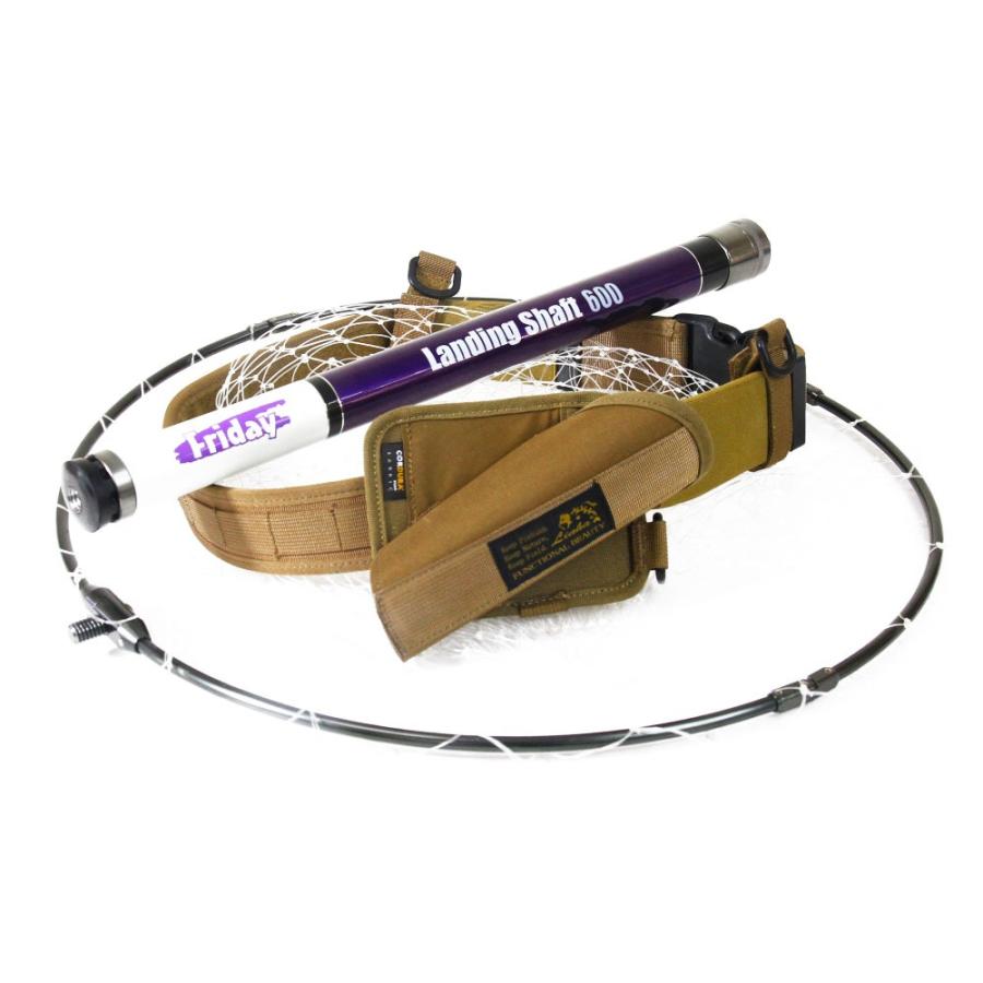 おり釣具 フライデー ランディングネット 600 ホルダー(右差/左差)＆ベルト付き(カーキ/ブラック)3点セット (netset-054)｜オカッパリ ランディング シャフト ギャフ チヌ シーバス エギング 釣り ロッドベルト ネットホルダー ミリタリー MOLLESYSTEM リーニア おり釣具 フライデー ランディングネット 600 ホルダー(右差/左差