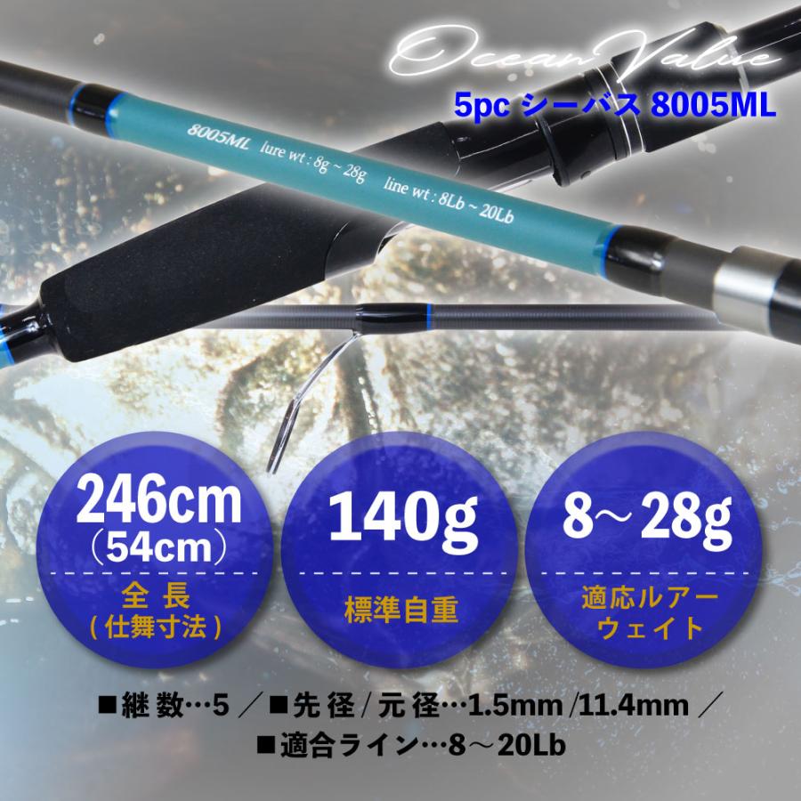 おり釣具 オーシャンバリュー マルチピースロッド 5pcシーバス 8005ML