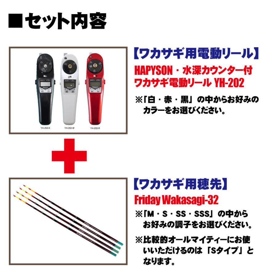 ワカサギリール 白 赤 2個セット 尻手ロープ＋角度チェンジャー2