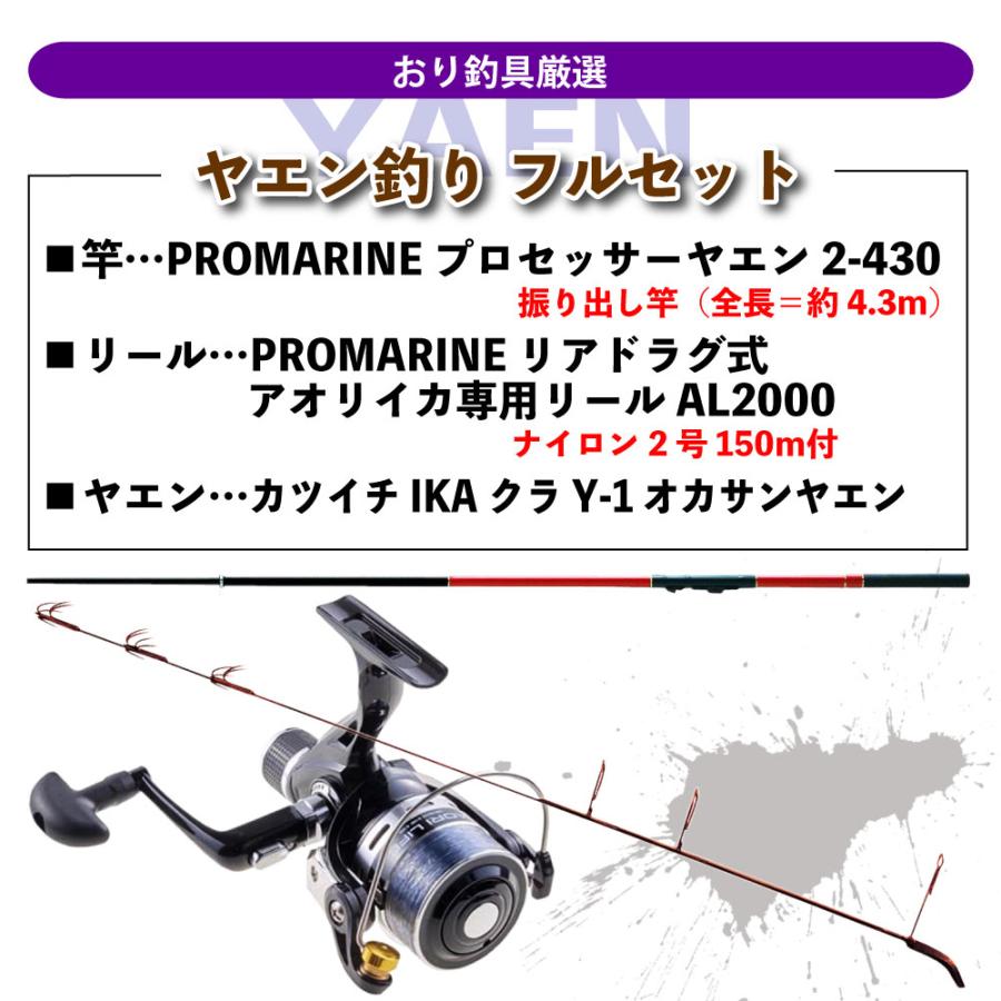 オカサンヤエン付き ヤエン釣り フルセット 振出し竿(ロッド約4.3m 