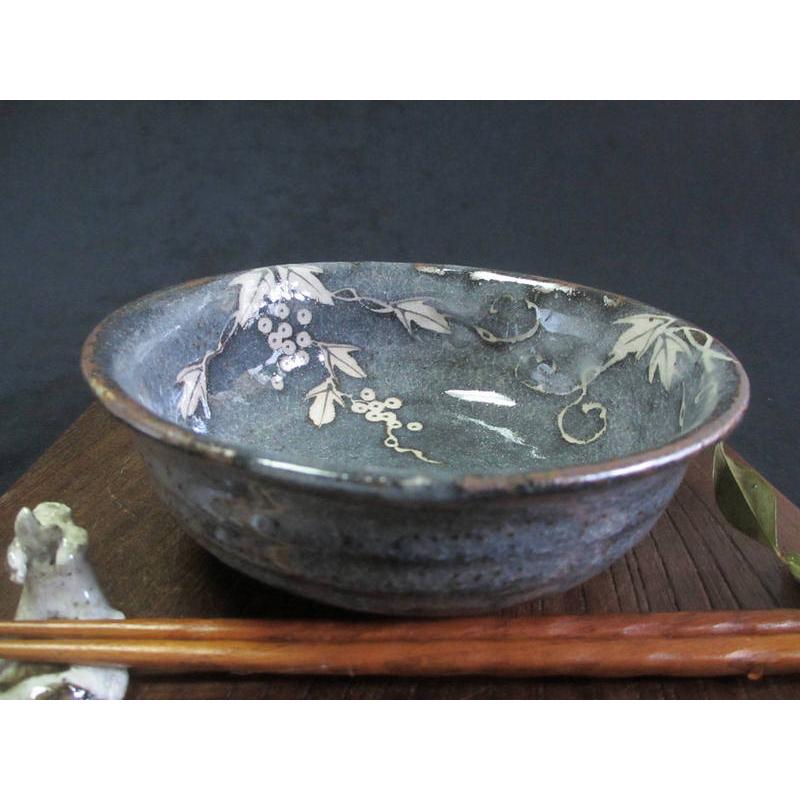 鉢 鼠志野 葡萄絵 多用鉢 玉山窯 監修 玉置保夫 G-190 : 織部の器 千瓢 