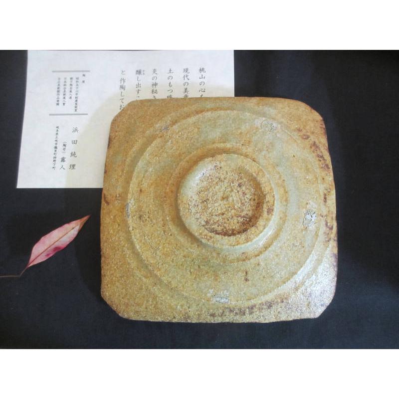 角皿 黄瀬戸 山柿 絵変り 五寸 角皿 浜田敦士 HA-99の画像