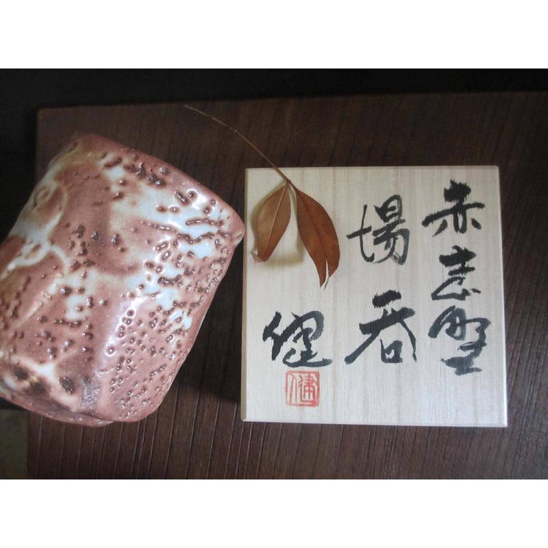 湯呑み 赤志野 草文 湯呑（共箱） 源九郎窯 加藤健 KA-144 : 織部の器
