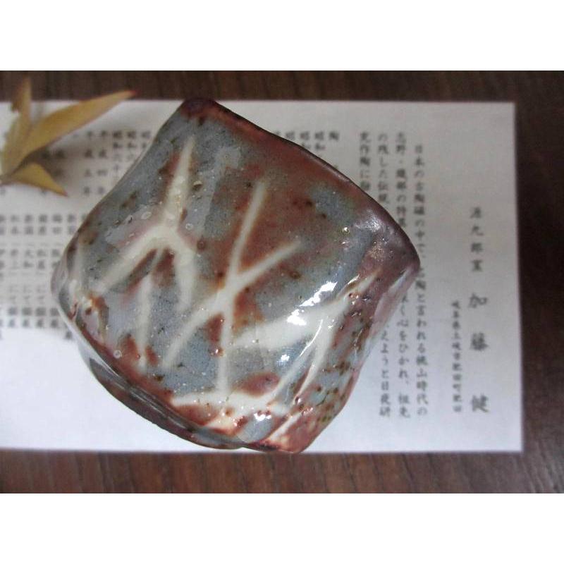 ぐい呑み 鼠志野沢瀉文 ぐい呑（共箱） 源九郎窯 加藤健 KA-179の画像