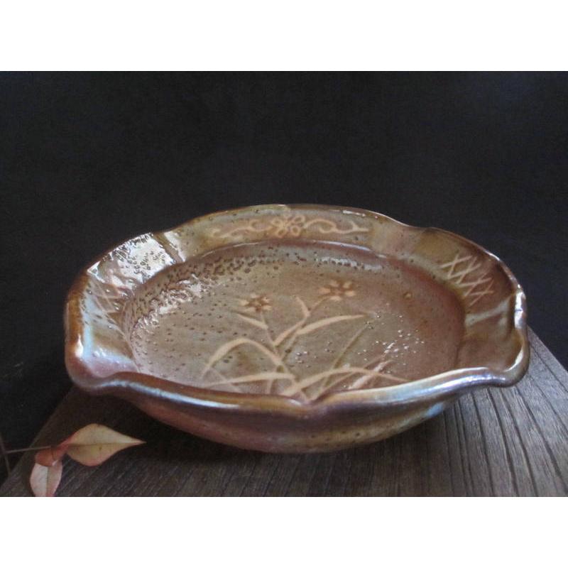 菓子鉢 鼠志野 撫子絵 菓子鉢 源九郎窯・加藤健 KA-43