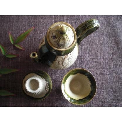 酒器 織部 瓢箪 形手付 酒器組 (桐箱) 玉樹窯 三宅紀保 MY-125の画像