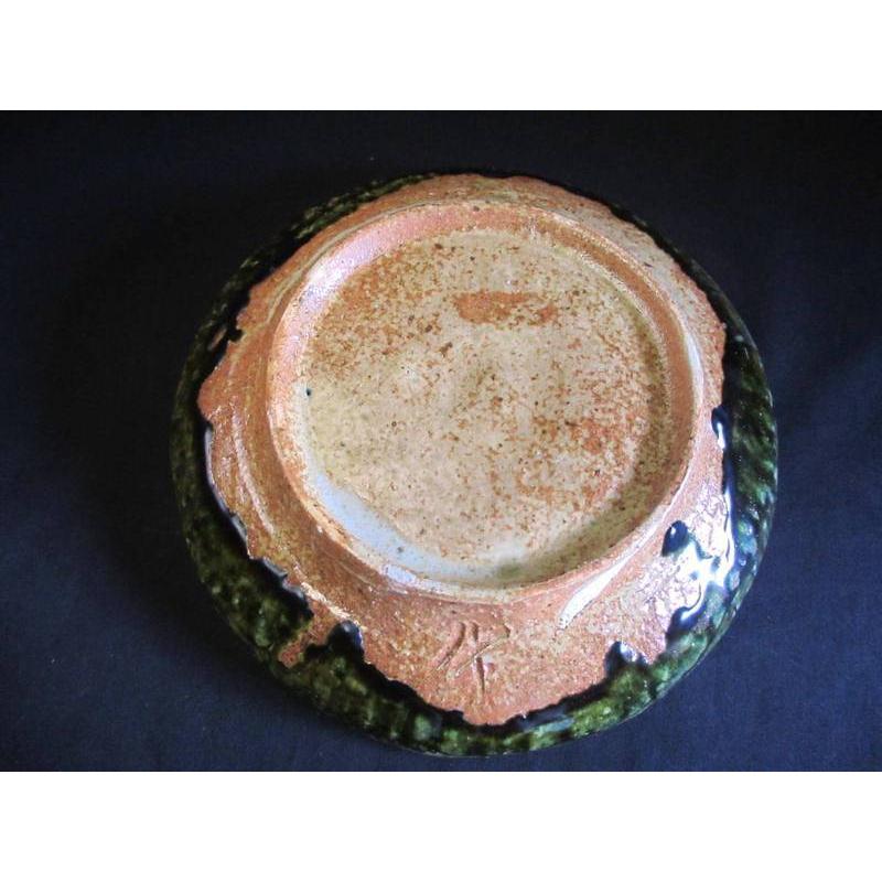 鉢 総織部 花文八寸鉢(箱入り) 陶芸作家・佐藤和次作 S-579 : 織部の器