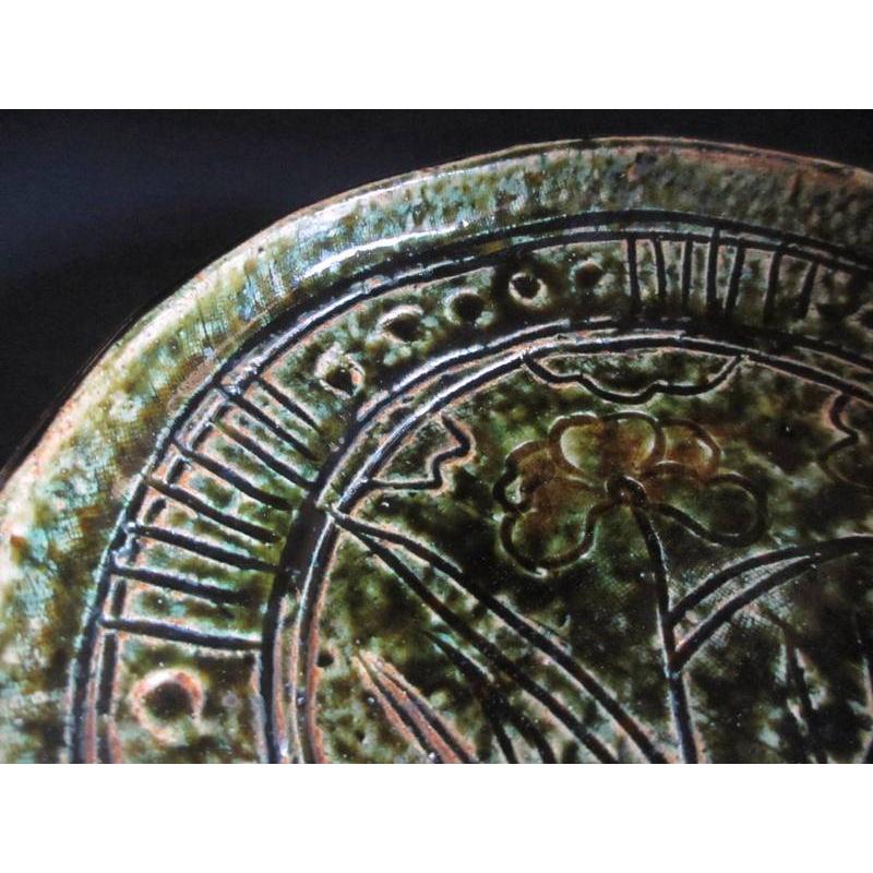 鉢 総織部 花文八寸鉢(箱入り) 陶芸作家・佐藤和次作 S-579 : 織部の器