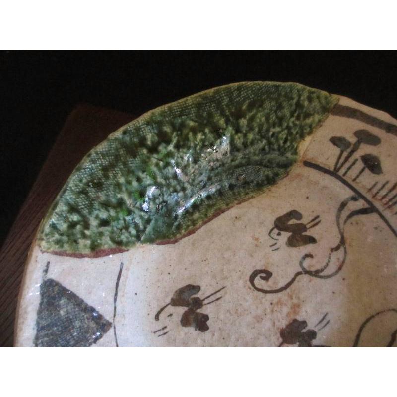 鉢 織部 千鳥絵 七寸 浅鉢 陶芸作家・佐藤和次作 S-588 : 織部の器 千