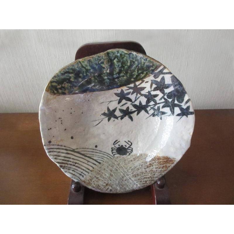 鉢 織部 蟹絵 九寸丸鉢 陶芸作家・佐藤和次作 S-603の画像