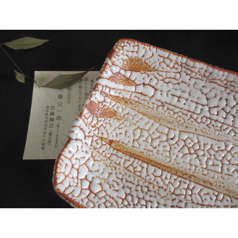長方皿 梅花皮 赤志野 焼物皿 (2皿組) 康元窯 佐藤公一郎  SK-144の画像