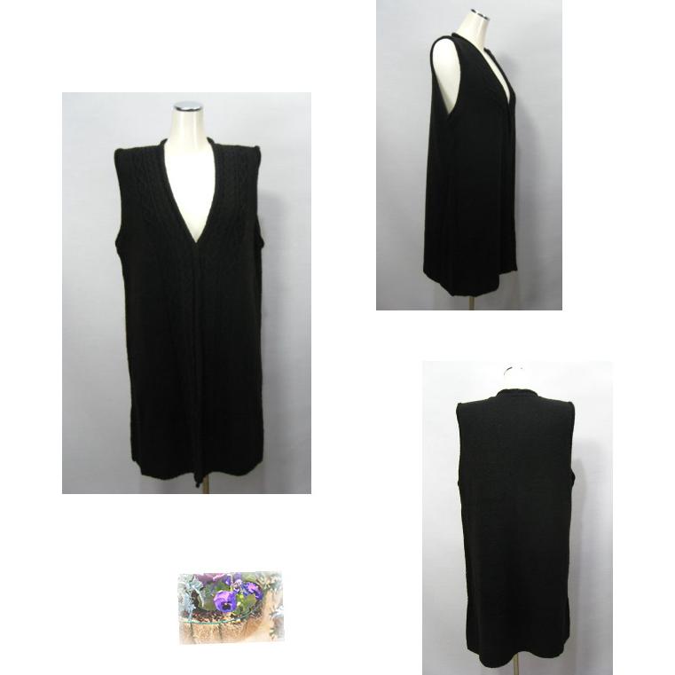 日本製 ベスト ジレ チュニック 毛混 ウール混 ロングベスト