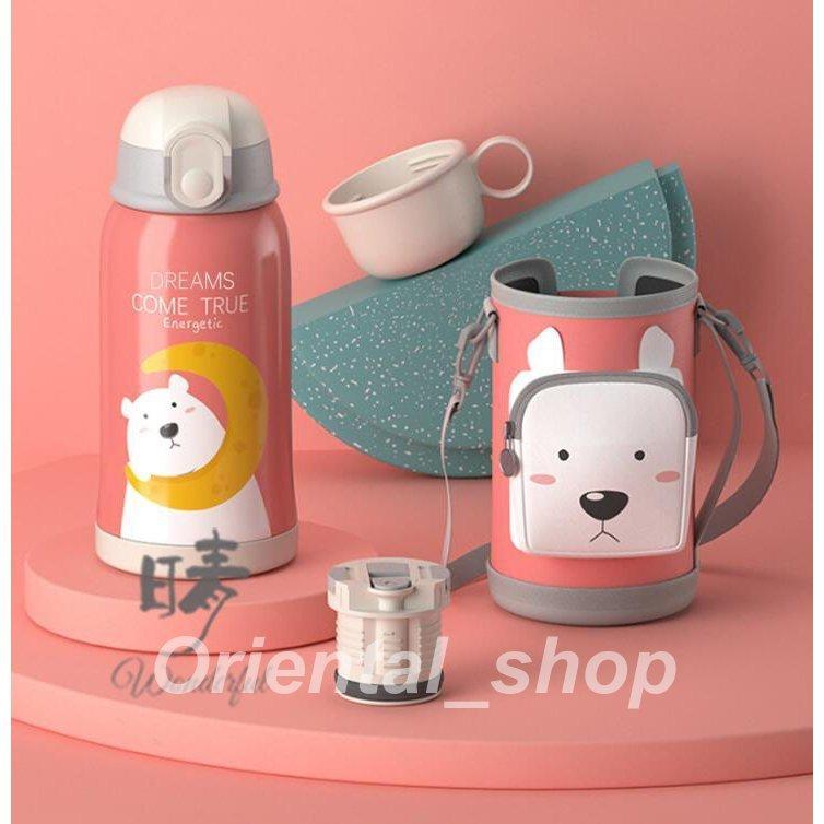 魔法瓶 子供用 ストロー 2ways 保冷 保温 直飲み 激安通販専門店 550ml 大容量 可愛い キッズ 男の子 通園 カバー付き 斜めかけ可能 子供 コップ 女の子 水筒 ボトル 通学