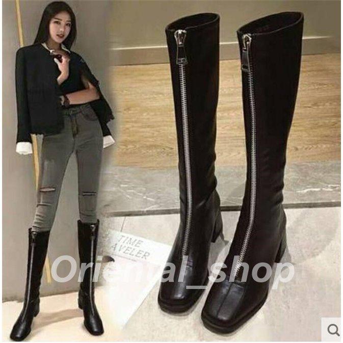 最高級のスーパー ロングブーツ 長靴 レディース ワークブーツ ミリタリー ロング 秋 ファスナー 冬 シューズ