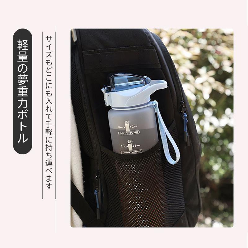 1000ml タイムマーカー付き ウォーターボトル おしゃれ 大容量 水筒 軽量 ストロー付き かわいい 目盛り 1リットル スポーツボトル 直飲み｜oriental-shop｜03