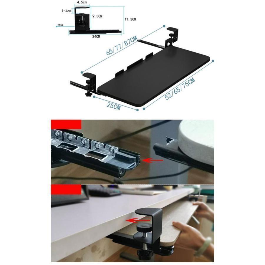 キーボードスライダー 収納 スライド式 キーボードトレイ デスク収納 pcデスク パソコン キーボードテーブル キーボード台 クランプ式 後付け 拡張｜oriental-shop｜06