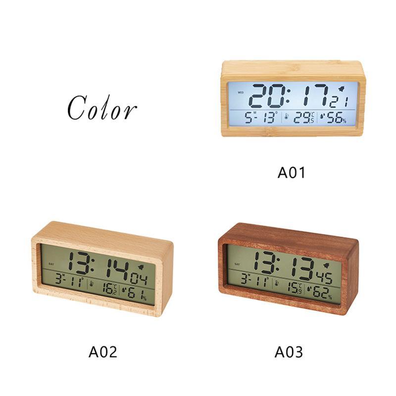 デジタル時計 置き時計 目覚まし時計 木製 温度計 湿度計 おしゃれ LEDライト 卓上時計 カレンダー アラーム 大音量 リビング 寝室 プレゼント｜oriental-shop｜05