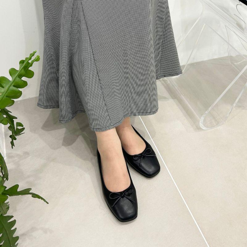 オブリークトウ フラットバレエシューズ 37サイズ ブラック オブリークバレエ フラット10↑