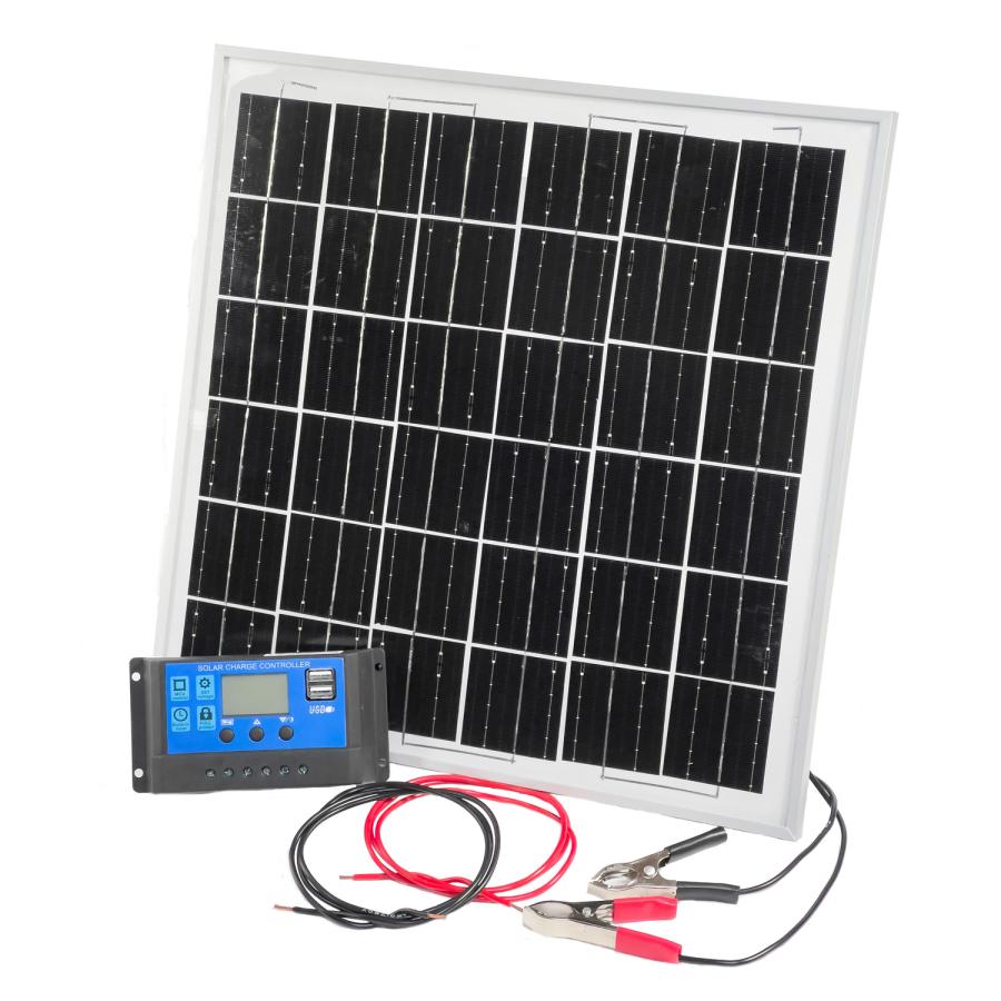 ソーラーパネル 20W ソーラーチャージャー コントローラーセット 太陽光発電 1mケーブル付き 10A 12V 24V 対応｜orientshop2｜02