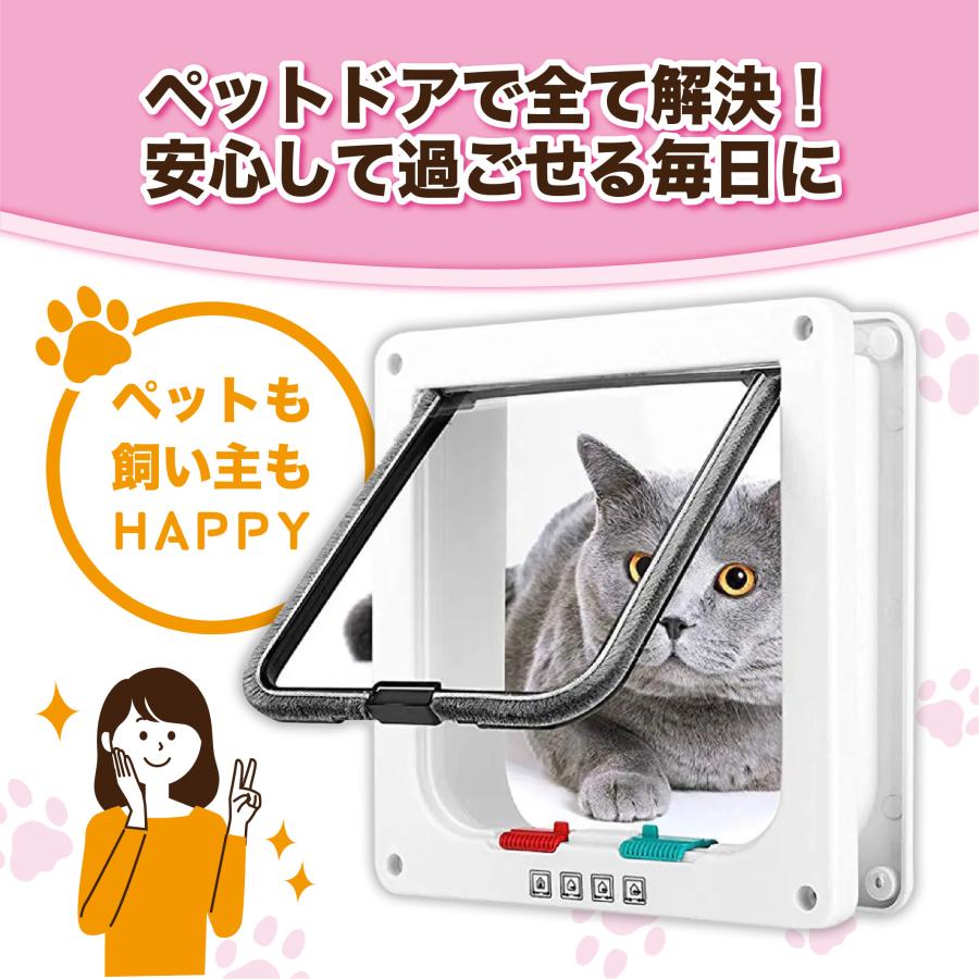 ペットドア キャットドア ネコドア 猫ドア S M L 後付け 工事不要