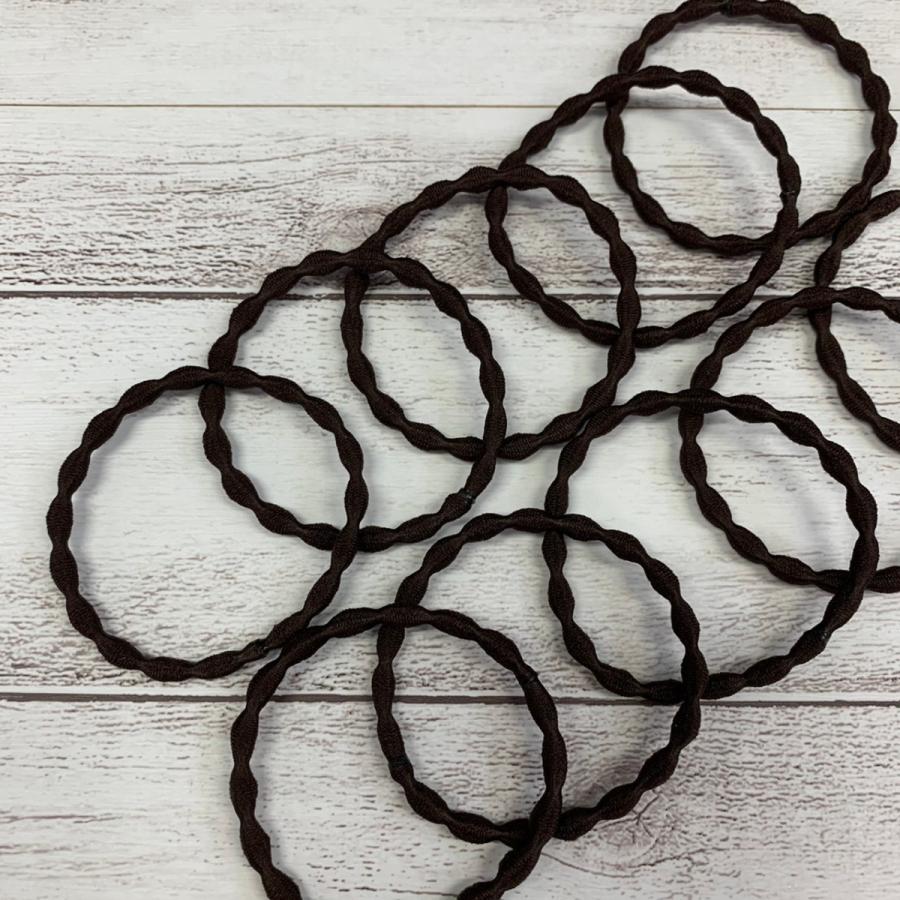 ヘアゴム リングゴム プードル 太 100本 黒 茶 ブラック ブラウン 跡が