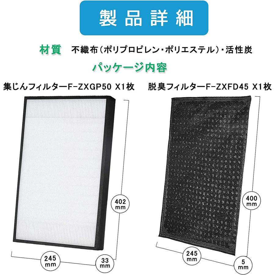 パナソニック交換用集じんフィルターf-zxgp50（1枚)と脱臭フィルターf-zxfd45（1枚）合計2枚入りセット (型番：F-ZXGP50とF-ZXFD45)｜orige｜02