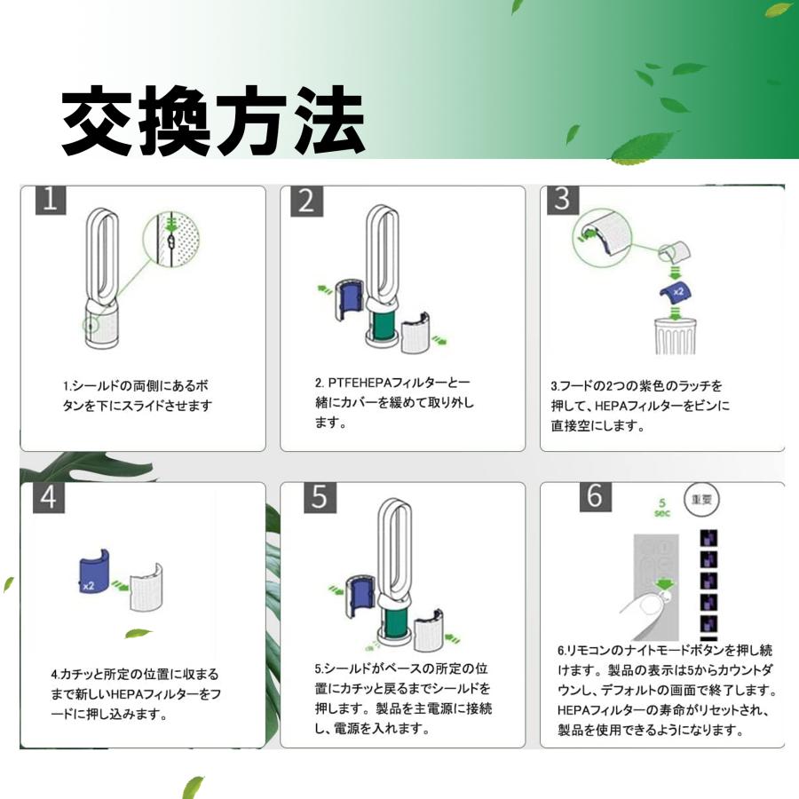 ダイソン(dyson)互換一体型リサイクルグラスHEPA・活性炭フィルターPH04 PH03 HP07 TP07 TP7A PH01 TP04 DP04 非純正空気清浄機フィルタ― | Dyson | 05