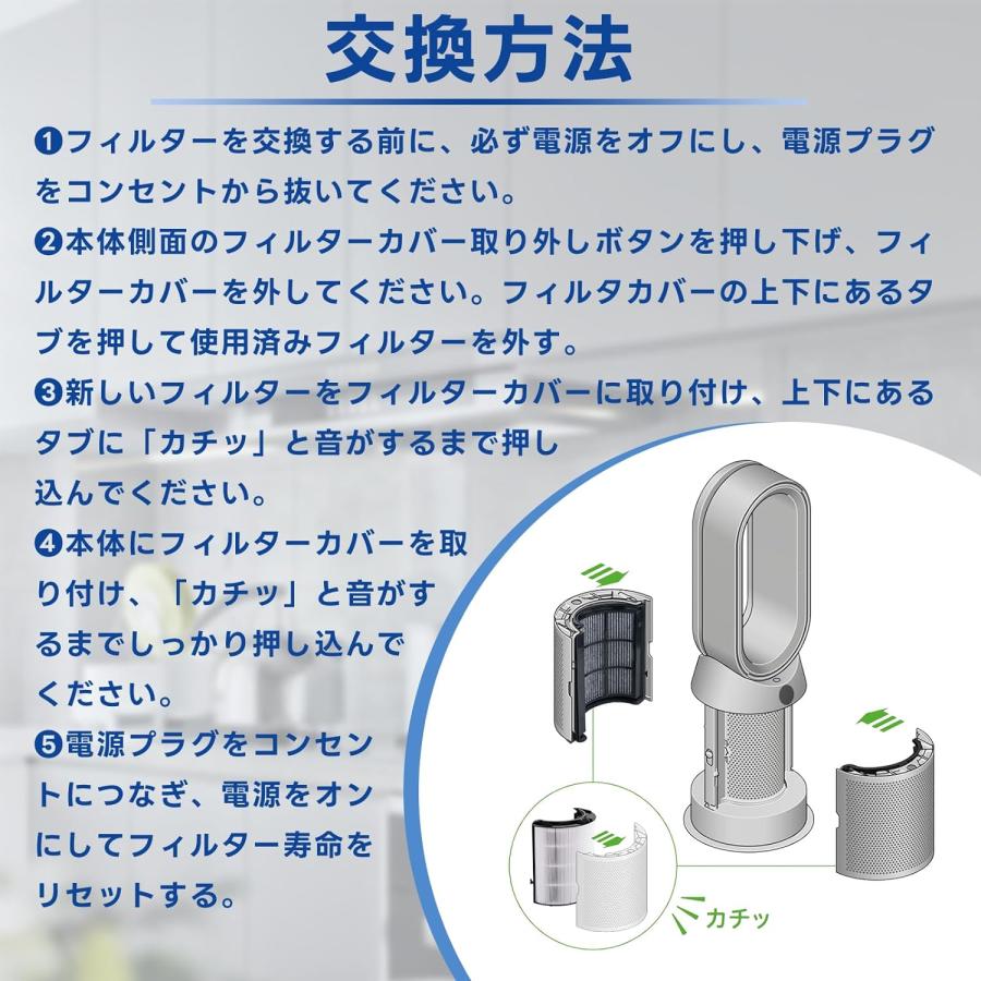 ダイソン(dyson)互換一体型リサイクルグラスHEPA・活性炭フィルターPH04 PH03 HP07 TP07 TP7A PH01 TP04 DP04 非純正空気清浄機フィルタ― 2点セット｜orige｜05