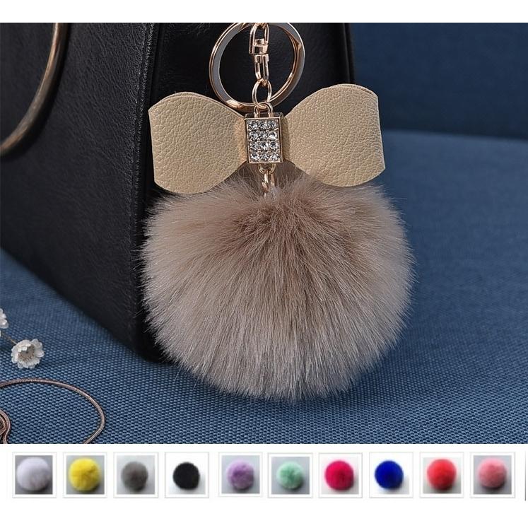 送料無料 バッグチャーム ファーボール キーホバッグ ポーチ キーチェーン 可愛い フォックスファーチャーム プレゼント キーホルダー 蝶結び 国内最安値に挑戦